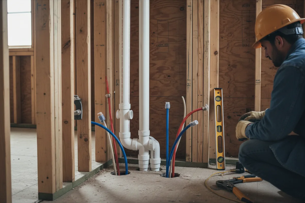 Drain and supply rough-in during Drain Cleaning in Henderson